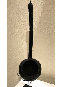 African Wooden Scoop Sculpture On Stand