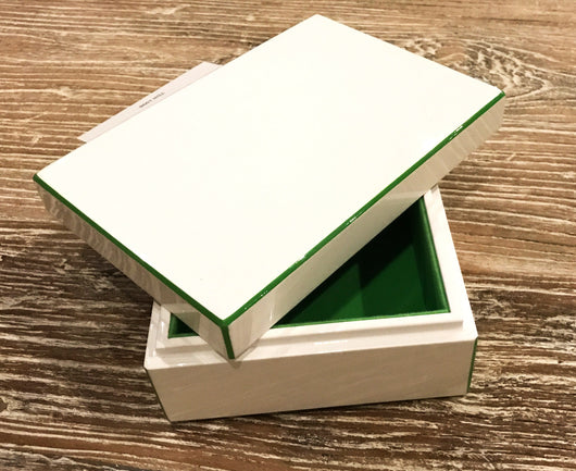 Lacquer Storage Box - White/Apple Green - Small