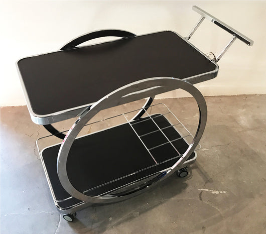 Bar Cart with Grey Acid Glass Chrome Frame