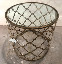 Glass and Gold Metal End Table