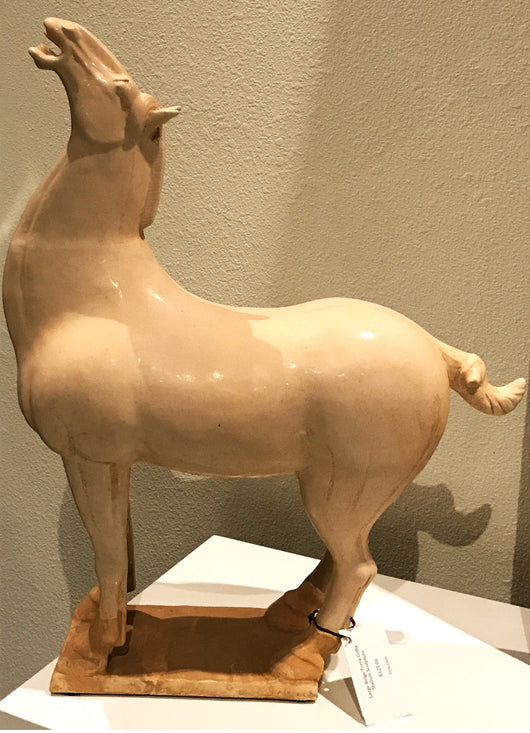 Terra Cotta Stallion Sculpture - Beige - Large