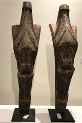 Pair of Antique Sumatran Singha Wooden Statues