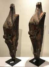 Pair of Antique Sumatran Singha Wooden Statues