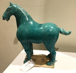 Terra Cotta Stallion Sculpture - Turquoise - Large